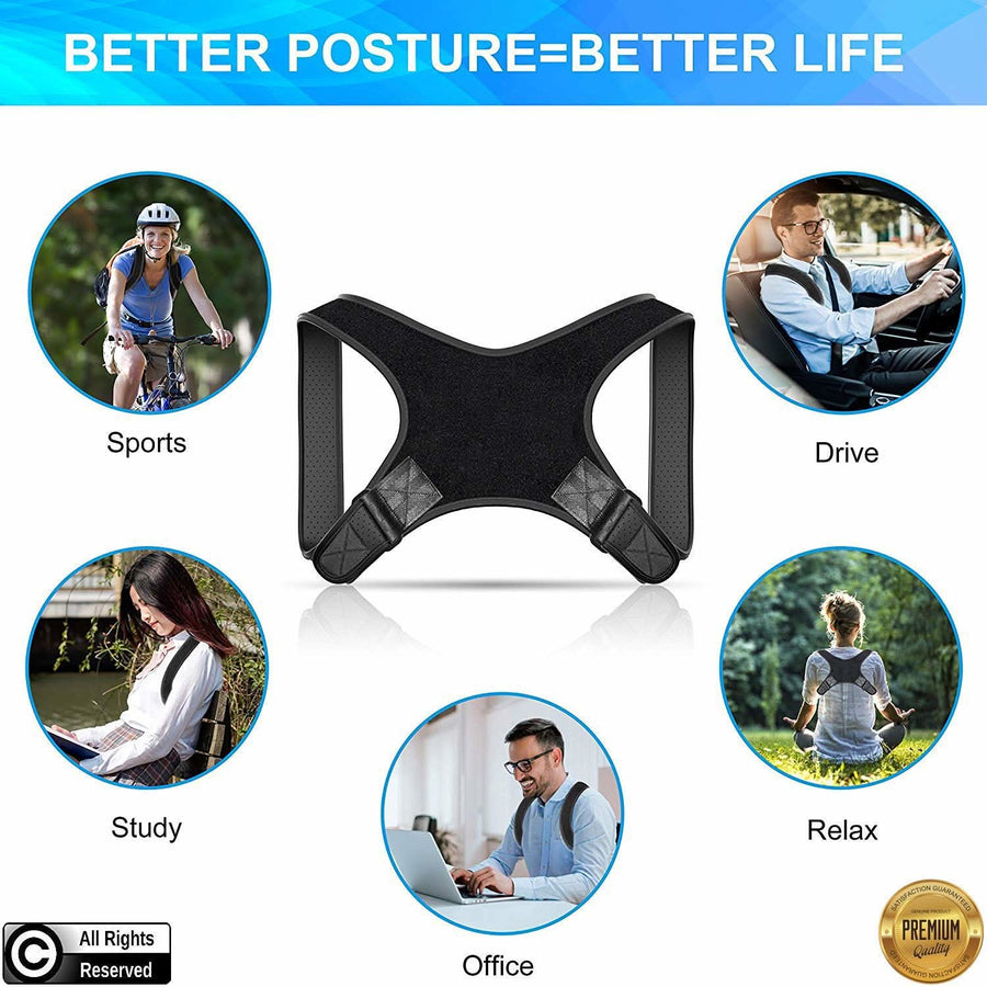 Posture Corrector & Spine Support | Universal Fit Adjustable Upper Back Brace For Clavicle To Support Neck, Back and Shoulder Pain Relief Kyphosis Straightener - Sccoti