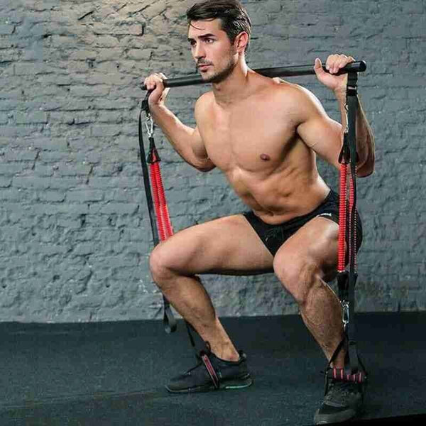 Pilates Bar Kit With Resistance Bands Portable Home Gym Workout Equipment Perfect Stretched Fusion Exercise Bar And Bands - Sccoti