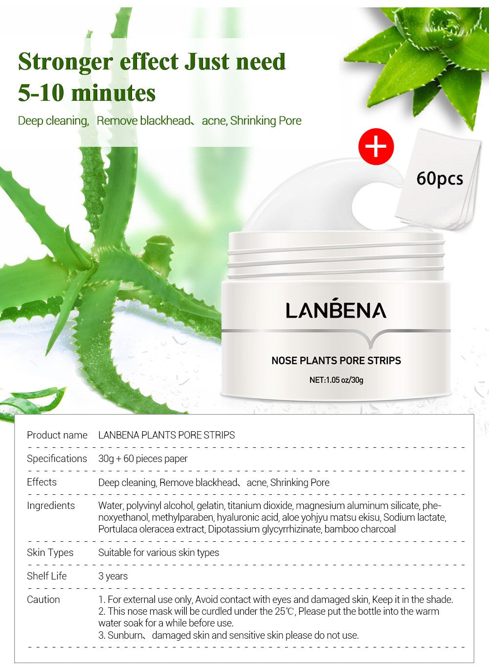 LANBENA Anti-Blackhead Peel Off Mask - Removes Blackheads from Face and Nose