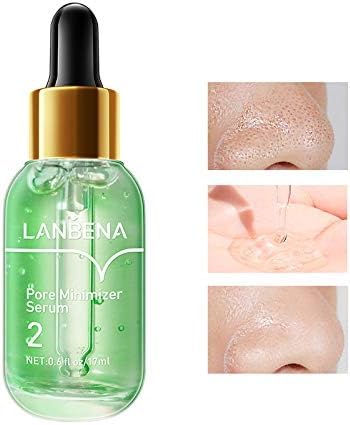 Sérum minimisateur de pores LANBENA, sérum rétrécissant les pores pour le visage, raffermissant et régulateur de sébum, resserre les pores, hydratant végétalien après l'élimination des points noirs, Centella Asiatica, Hamamelis Virginiana, 0,6 fl.oz 