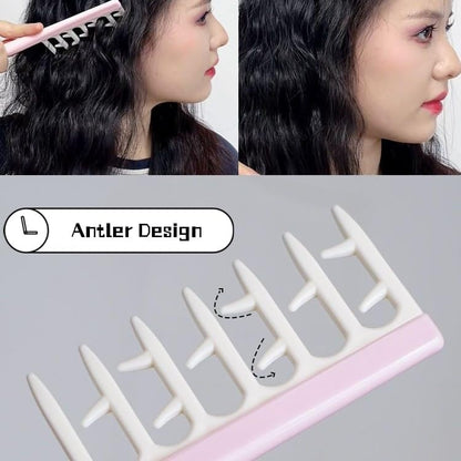 Volumizing Wide Toothed Fluffy Curly Hair Comb for All Hair Types - Deer Antlers Design