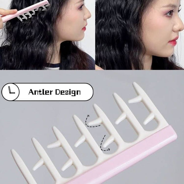Volumizing Wide Toothed Fluffy Curly Hair Comb for All Hair Types - Deer Antlers Design - Sccoti