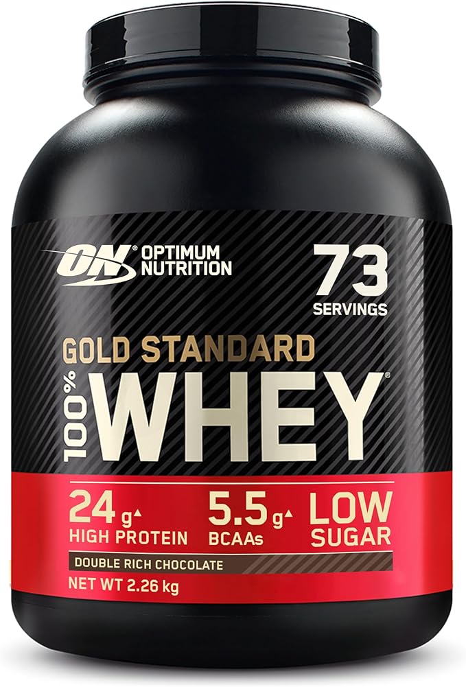 Optimum Nutrition Gold Standard 100% Suero. Chocolate Doble, 73 Porciones, 2,26 kg