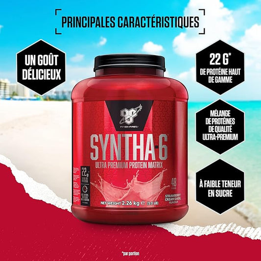 BSN Syntha 6, Proteína en Polvo Premium para el Crecimiento y Reparación Muscular