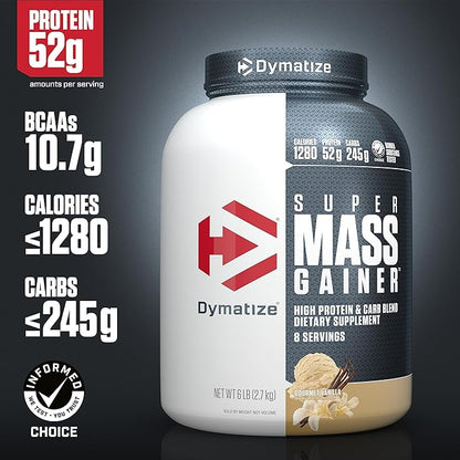 Dymatize Super Mass Gainer Rich Chocolate 2940g - مسحوق زيادة الوزن + BCAA وكربوهيدرات الكازين