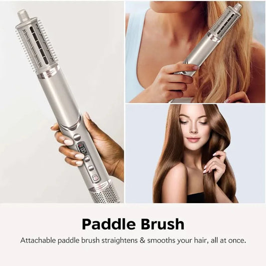 Ensemble de brosse séchoir multifonction 8 en 1 avec manche pliable, boucleur automatique, séchoir haute vitesse et styler à air chaud