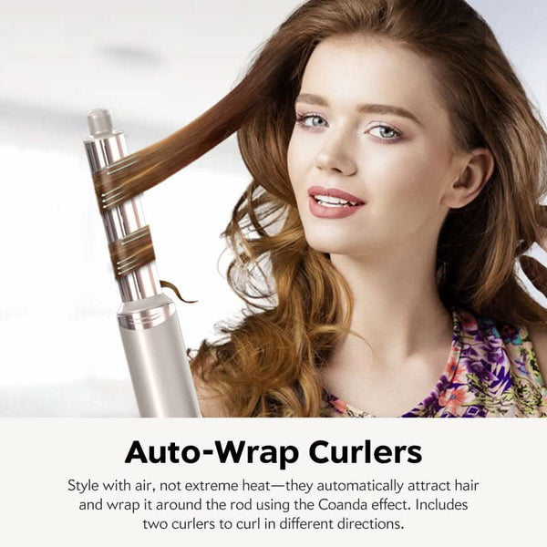 8 in 1 Multi Salon Styler Hair Dryer Brush Set with Folding Handle Auto Curler High Speed Dryer Hot Air Styler - Sccoti