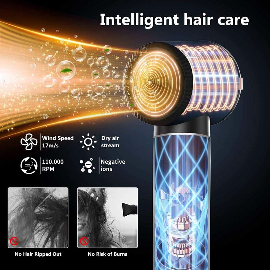 7 in 1 Hair Blow Dryer Brush Auto Curler Hot Air Brush Comb High Speed Hair Dryer Set Multi Styler - Sccoti
