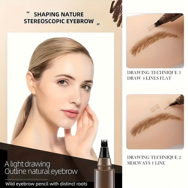 Magic Eyebrow Microblading Pencil Long - Lasting 4 - Tip Magic Eyebrow Pencil | Precise Fine Stroke Brow Pen for Natural - Looking Brows - Sccoti