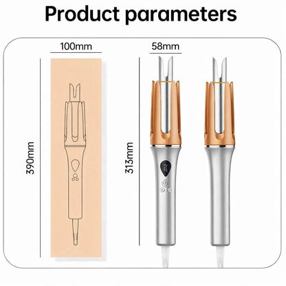5 Temperature Levels Professional Automatic Portable 360° Ceramic Hair Curler PTC Heater Negative Ion Technology Spiral Wand - Sccoti
