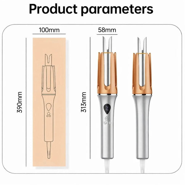 5 Temperature Levels Professional Automatic Portable 360° Ceramic Hair Curler PTC Heater Negative Ion Technology Spiral Wand - Sccoti