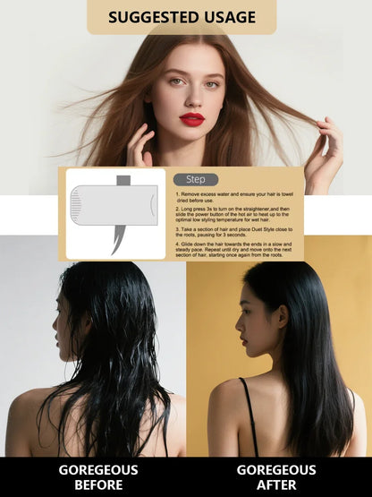 Viral 2-in-1 Air Straightener - No Heat Damage, Ionic Frizz Control, Fast Styling & Hair Protection for Smooth & Shiny Hair