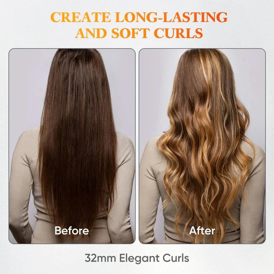 5 Temperature Levels Professional Automatic Portable 360° Ceramic Hair Curler PTC Heater Negative Ion Technology Spiral Wand - Sccoti