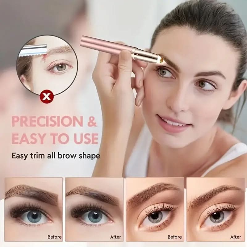 Portable Eyebrow Electric Hair Remover for Women with Led Light, Painless & Safe Eyebrow Epilator - Sccoti