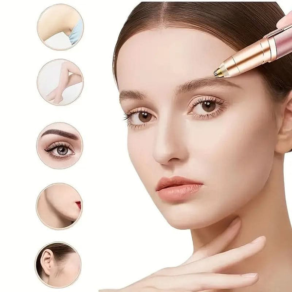 Portable Eyebrow Electric Hair Remover for Women with Led Light, Painless & Safe Eyebrow Epilator - Sccoti