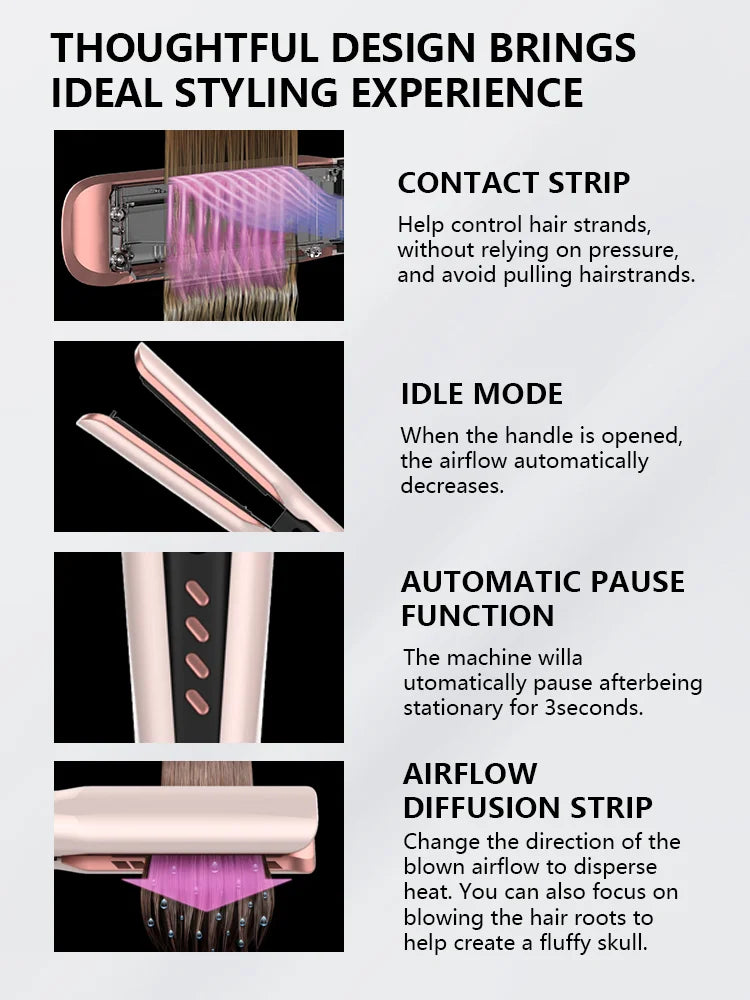Viral 2-in-1 Air Straightener - No Heat Damage, Ionic Frizz Control, Fast Styling & Hair Protection for Smooth & Shiny Hair