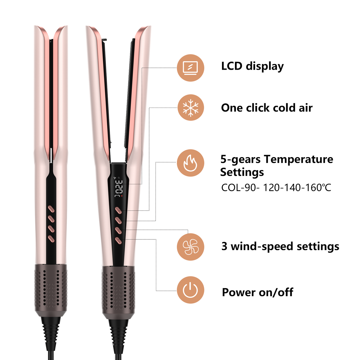 Viral 2-in-1 Air Straightener - No Heat Damage, Ionic Frizz Control, Fast Styling & Hair Protection for Smooth & Shiny Hair