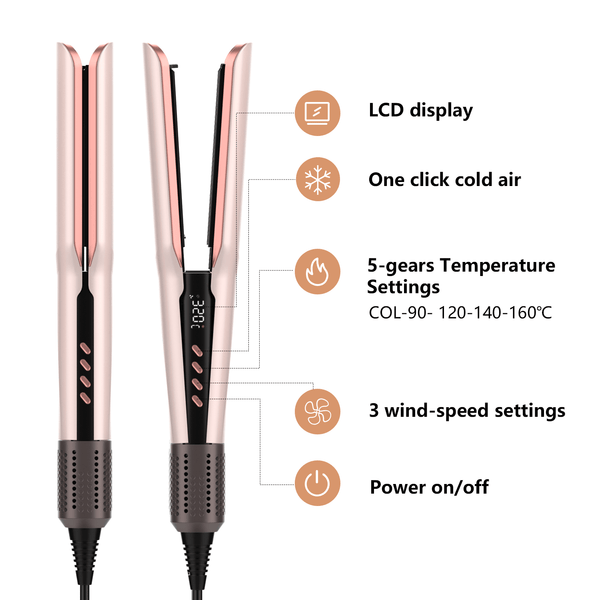 Viral 2 - in - 1 Air Straightener - No Heat Damage, Ionic Frizz Control, Fast Styling & Hair Protection for Smooth & Shiny Hair - Sccoti