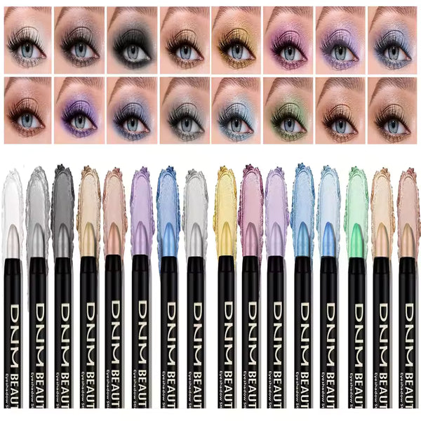 Sombra de Ojos Perlada de 16 Colores, Maquillaje de Ojos con Purpurina Colorida, Impermeable de Larga Duración, Sombra de Ojos que No se Corre