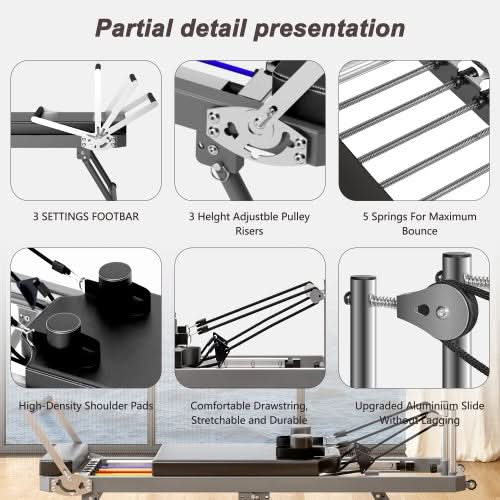 Pilates Core Bed, Foldable Home High Quality, Yoga Studio Commercial Fitness Equipment, Black - Sccoti