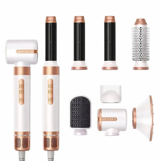 7 in 1 Hair Blow Dryer Brush Auto Curler Hot Air Brush Comb High Speed Hair Dryer Set Multi Styler - Sccoti