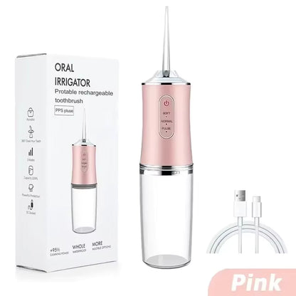 Irrigador dental de agua para dientes: 5 modos de limpieza inalámbrico portátil con 4 cabezales - Palillos de limpieza impermeables para el hogar y viajes